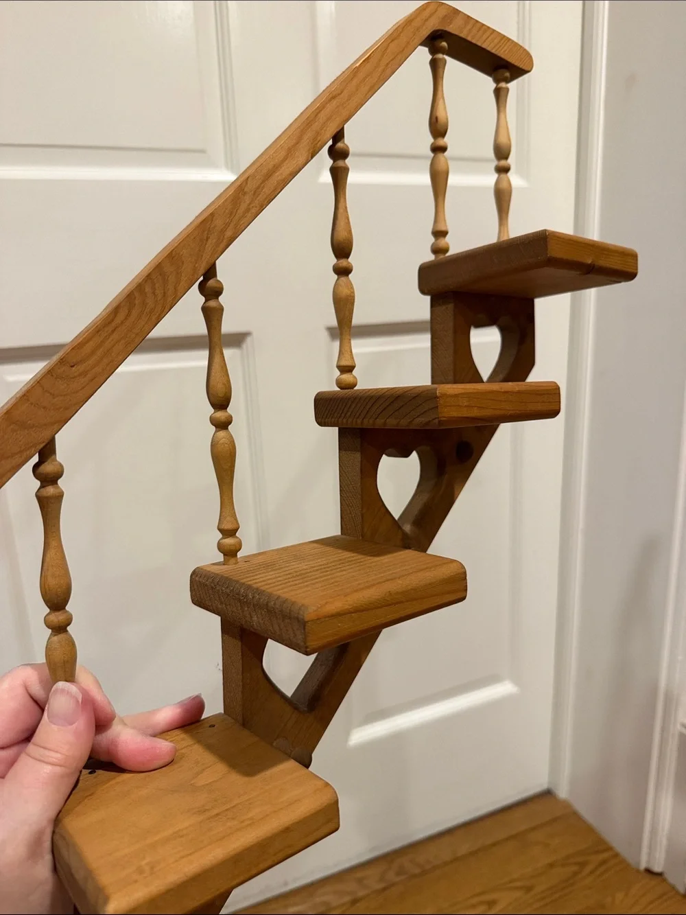 Vintage Wooden Stair Step Wall Shelf with Hearts  1980’s.